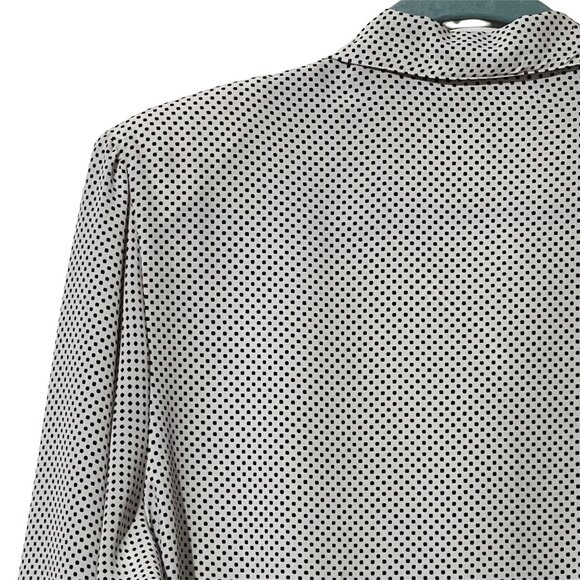 Evan-Picone Womens Black & White Polka Dot Button-Up Blouse Size 14 Long Sleeve - Picture 4 of 7